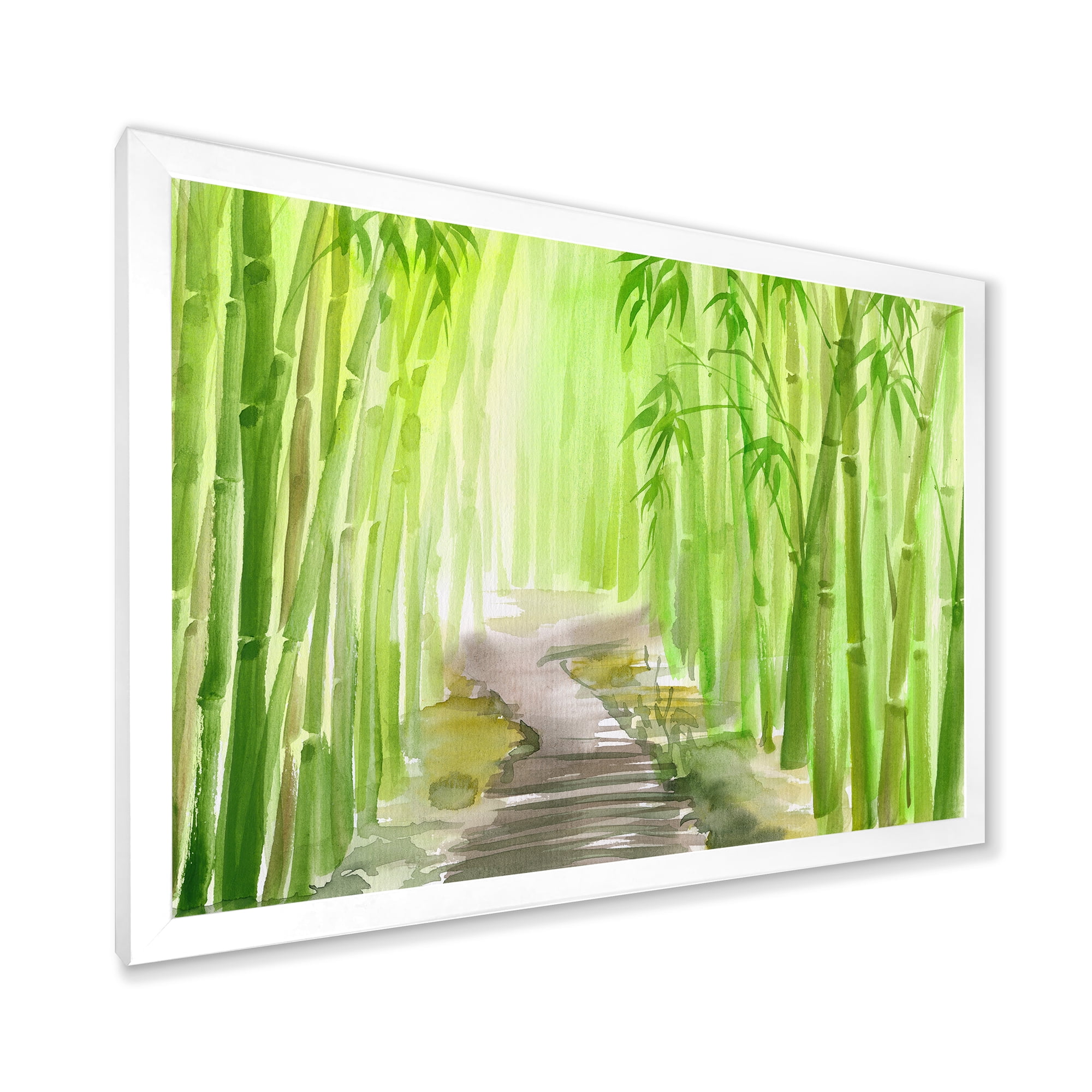 Designart 'Path in Green Bamboo Forest' Traditional Framed Art Print