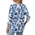 thumbnail image 5 of Womens Crew Neck Shirts 3/4 Sleeve Blouses Tunics Top Floral Printed Shirts Fashion 2026 Basic Tops Going Out Outfits Y2K Clothes, 5 of 7