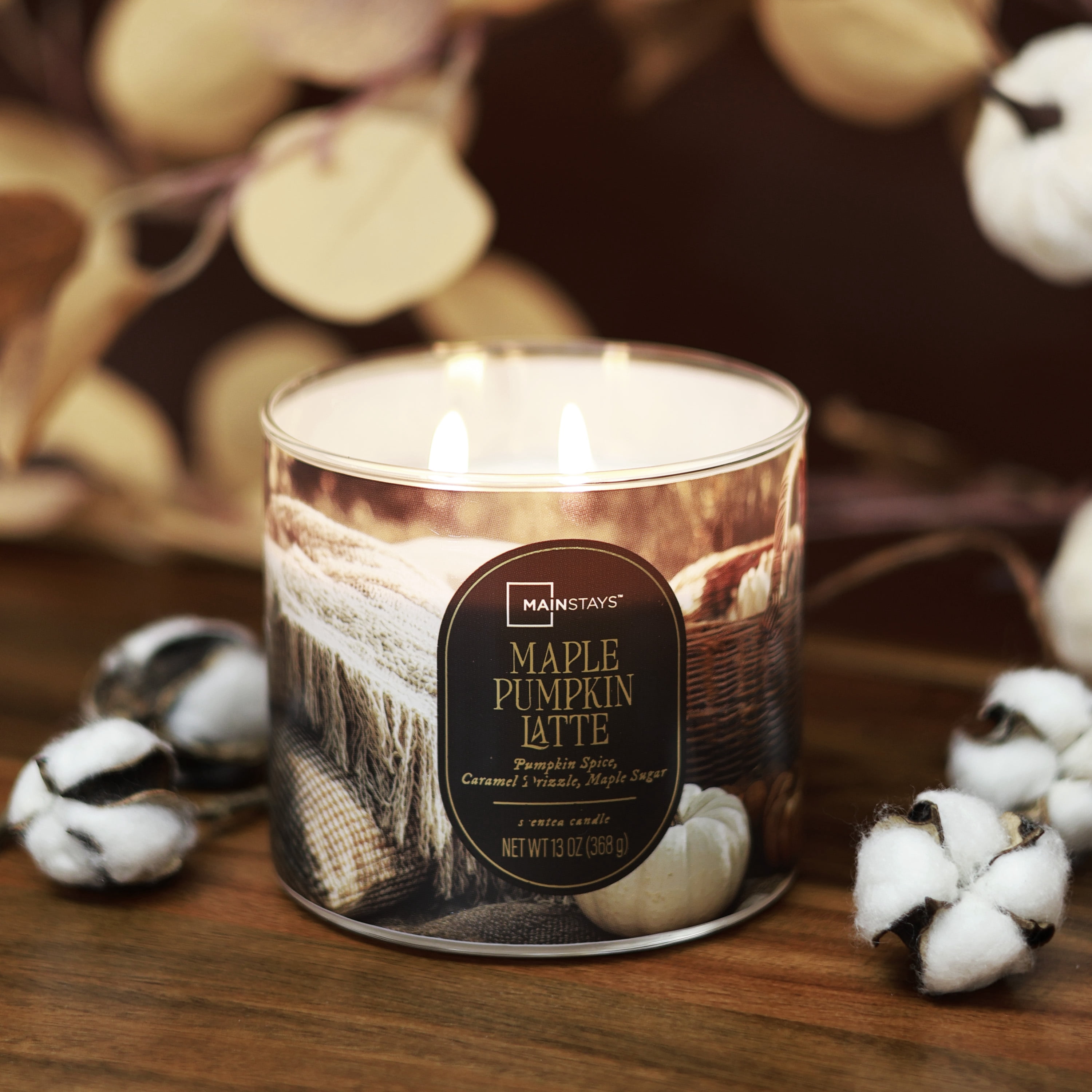 Mainstays 3-Wick Maple Pumpkin Latte Scented Candle, 13 Ounce