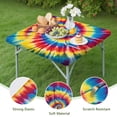 thumbnail image 4 of Colorful Tie Dye Mandala Pattern Square Fitted Tablecloth with Elastic Edge,Square Table Cover,Washable Elastic Table Cover for Home Kitchen Party Decor 36"x36", 4 of 6