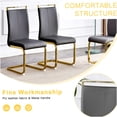 thumbnail image 5 of Modern 8-Seater Dining Table Set with Clear Glass Top and Gray PU Chairs, Gold Metal Legs, 5 of 9