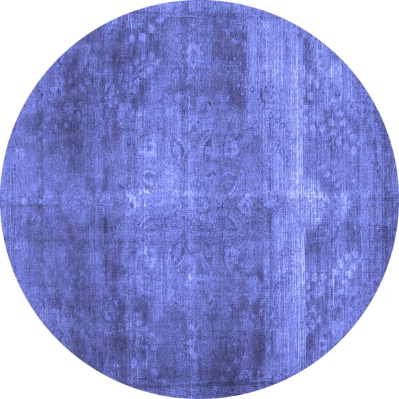 Ahgly Company Indoor Round Abstract Blue Contemporary Area Rugs, 8' Round