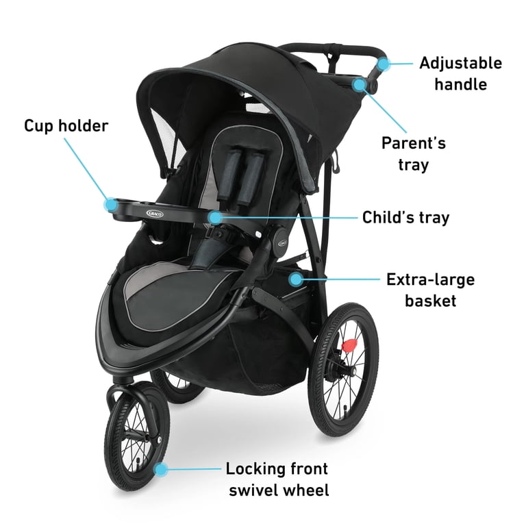 Graco FastAction Jogger LX Stroller, Black - Walmart.com