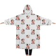 thumbnail image 2 of Oversized Wearable Blanket Hoodie,White Cow Scarf Pattern Sherpa Blanket Hoodie with Super Pockets,Super Warm Fuzzy Pullover for Women & Men, 2 of 6