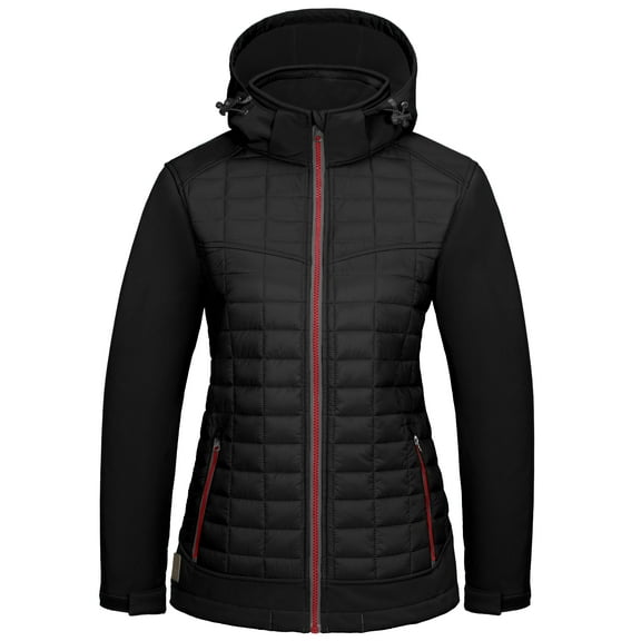 Little Donkey Andy Women's Lightweight Insulated Hybrid Jacket for Hiking Running Ski Warm Black S