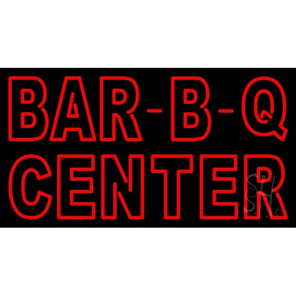 Red Bar B Q Center 1 LED Neon Sign 13 x 24 - inches, Clear Edge Cut Acrylic Backing, with Dimmer - Bright and Premium built indoor LED Neon Sign for restaurant window and interior decor.