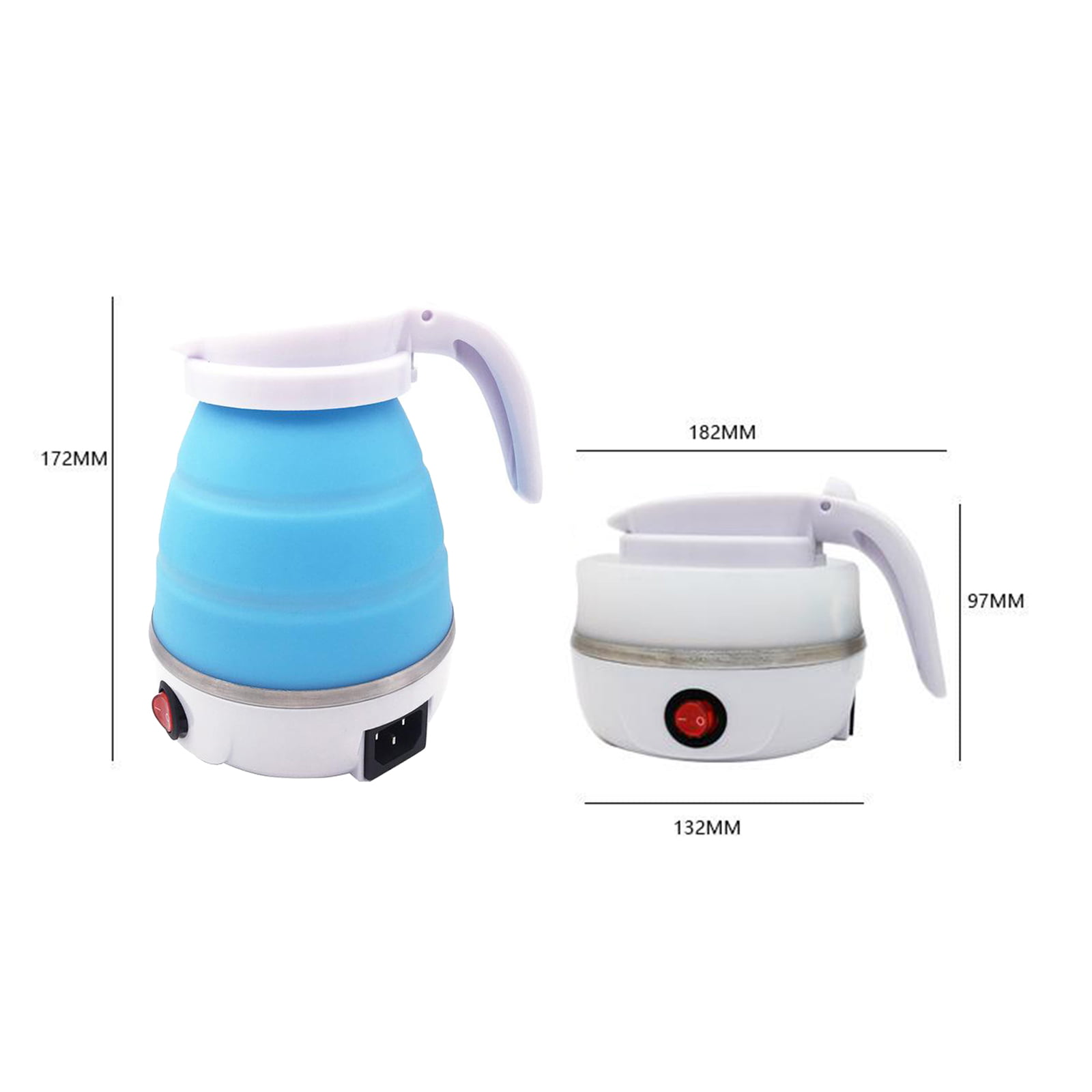 Collapsible Water Boiler, US Plug 110V Portable Foldable Electric Kettle  High Temperature Resistant Detachable Power Cord for Camping (Blue)