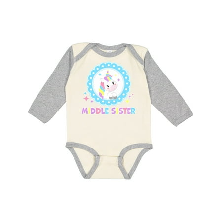 

Inktastic Middle Sister cute unicorn Gift Baby Girl Long Sleeve Bodysuit