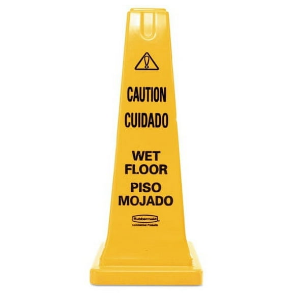 Multilingual Wet Floor Safety Cone, 10.55 X 10.5 X 25.63, Yellow | Bundle of 5 Each