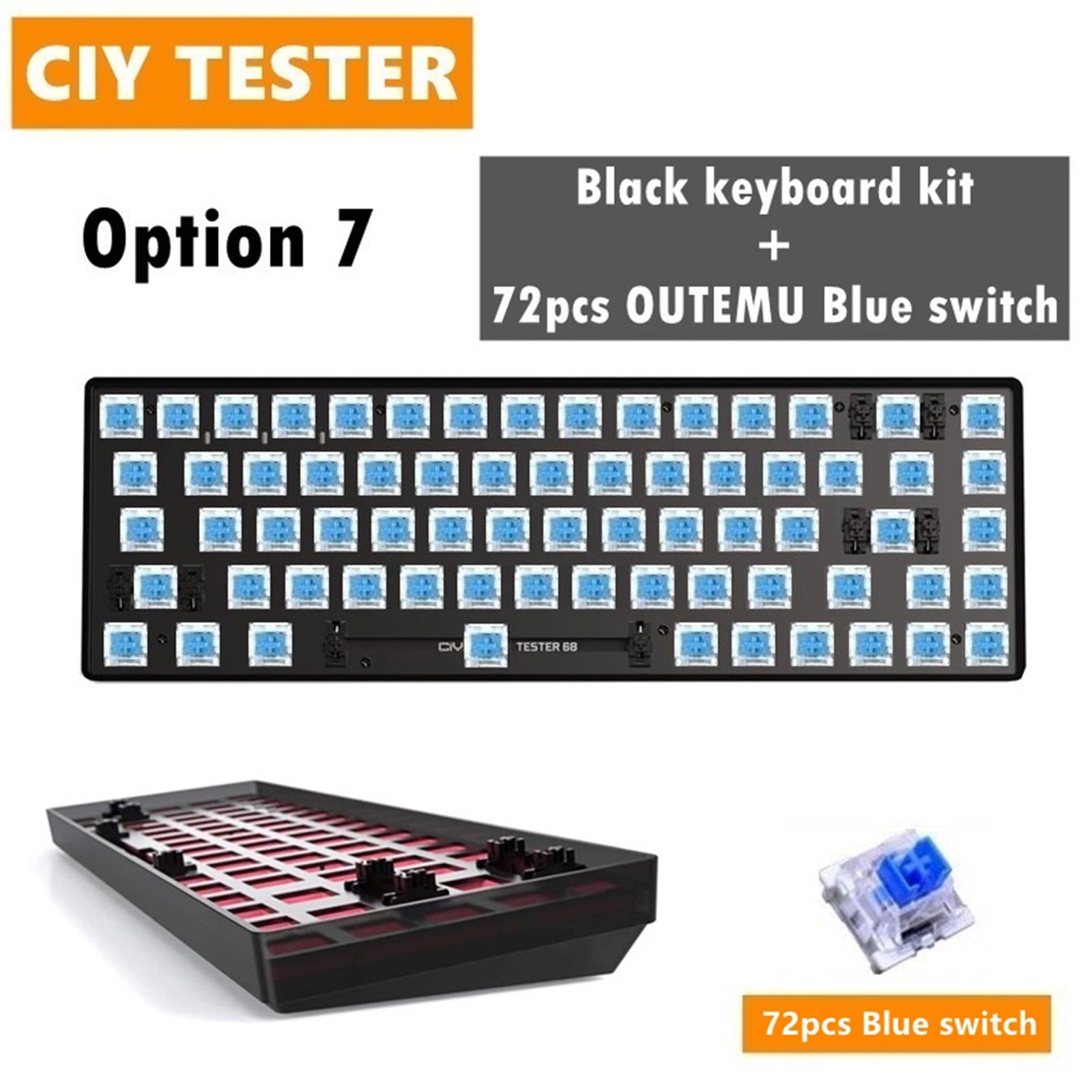 Prøv det vokal marked Tester68 Mechanical Keyboard Kits 2-Mode Wireless 2.4G/Bluetooth 5.0 for PC  black option 9 - Walmart.com
