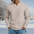 thumbnail image 2 of KHONTS Men's Waffle Thermal Long Sleeve Shirts V Neck Lightweight Tops Casual Pullover Undershirts Khaki XXL, 2 of 4