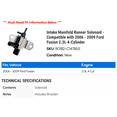 thumbnail image 2 of Intake Manifold Runner Solenoid - Compatible with 2006 - 2009 Ford Fusion 2.3L 4-Cylinder 2007 2008, 2 of 2