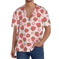 thumbnail image 3 of Xecao offers the Strawberry Flower for Men's Casual Short-sleeved Shirt, a button-up collared shirt with a pocket, perfect for beach vacations and yacht travel in the XX-Large size., 3 of 7