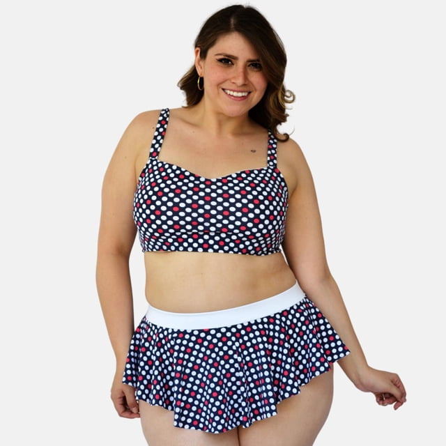 Traje de baño mujer Roman Fashion 7507 Puntos blancos multicolor Talla Extra