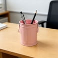 thumbnail image 5 of 1 Pack Metal Pen Holder, Mini Pencil Bucket with Handle, 4.5" × 3.6" Desktop Pencil Cup, Makeup Brush Organizer, Desk Colorful Small Pails, Stationary Supplies Container for Office Crafts,Pink, 5 of 7