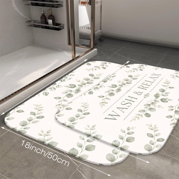 Wash & Relax Luxury Flannel Bathroom Mats 16x24, Extra Soft and Absorbent Non-Slip Shower Rug for Bathroom Floor