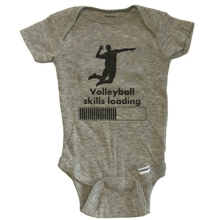 

Volleyball Skills Loading Funny Baby Bodysuit - Grey