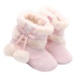 thumbnail image 3 of BRIGHTFUFU 1 par de botas navideñas para bebés con lazo de invierno, prewalker de algodón cálido para niños pequeños, 3 of 8