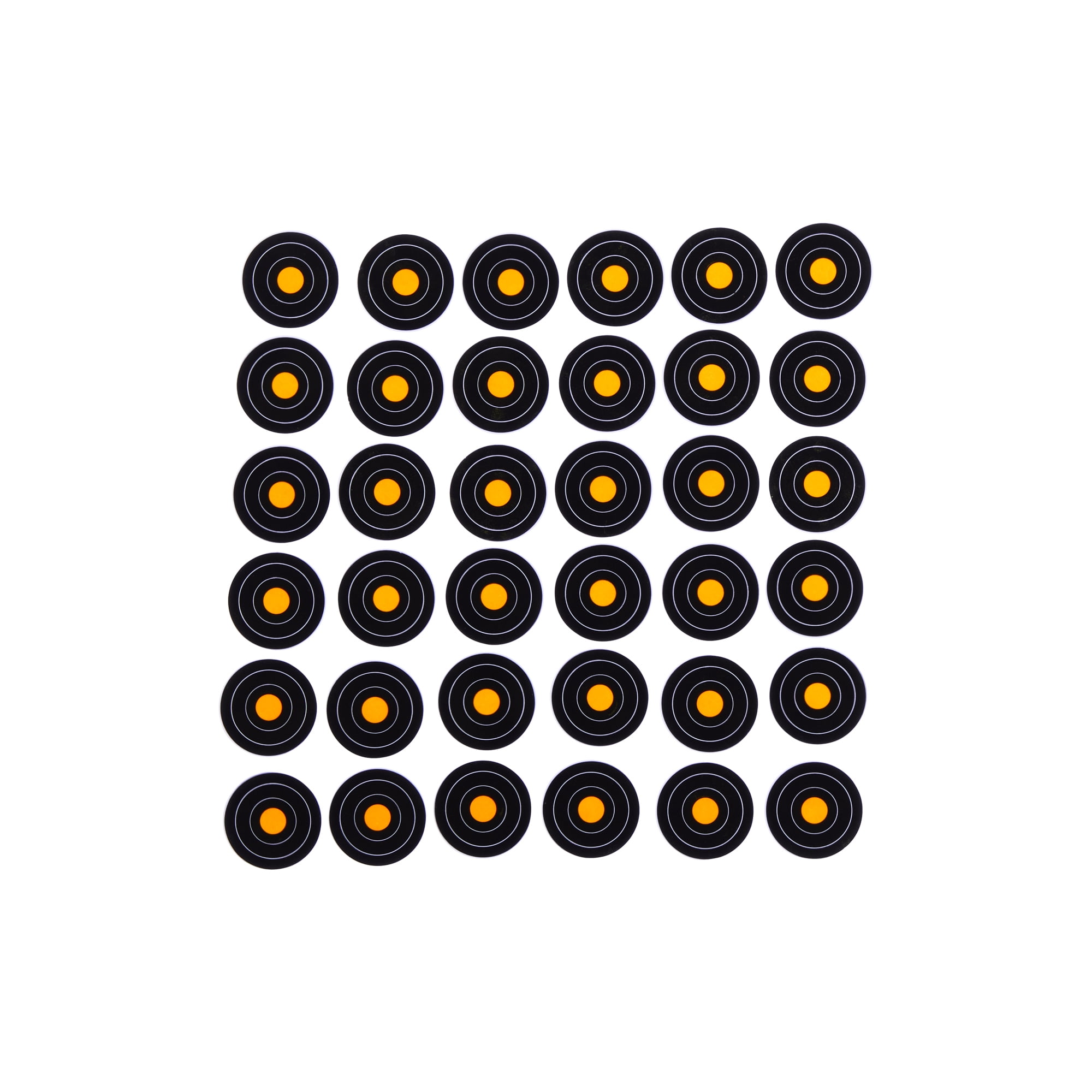 Ez Aim Adhesive Splash Reactive Paper Shooting Targets, 1 In Bullseye, 36-Targets Per Sheet, 12-Sheets, Black & Orange, 2 Pack