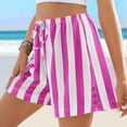 thumbnail image 6 of Flowy Athletic Shorts for Womens Striped 7" Lightweight Beach Shorts Lace-Up Elastic Waist High Waisted Sweatpants Knee Length Athletic-Fit Shorts Light Breathable Summer Gym Pants, 6 of 7