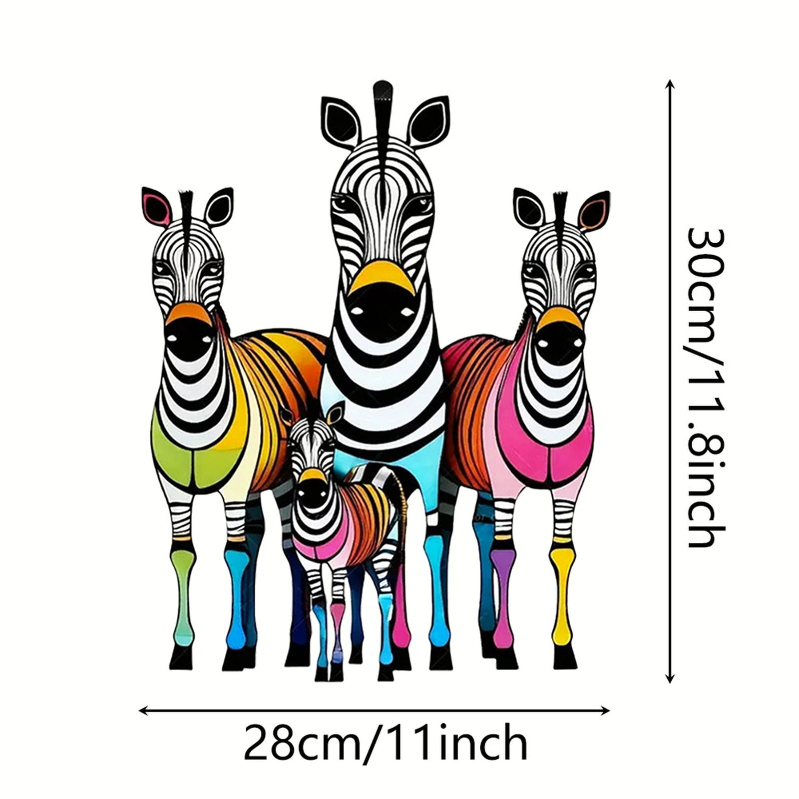 Metal Zebra Family Wall Decor Colorful Iron Art Wall Sculpture For Outdoor Patio Garden Yard 2 Pack