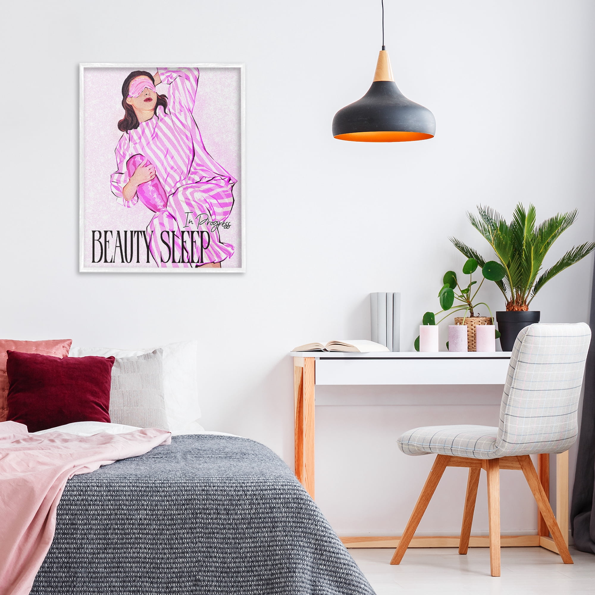 Stupell Industries Beauty Sleep In Progress White Framed Giclee Art, design by Ziwei Li