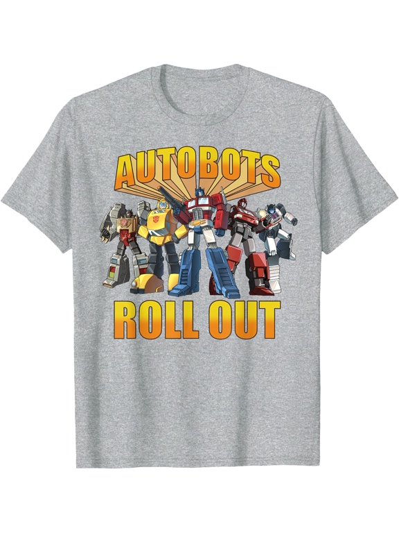 Transformers Retro Autobots Roll Out Group Shot T-Shirt, Sport Grey Color, Size L