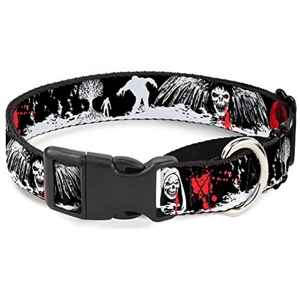 buckle-down fright night black white red martingale dog collar