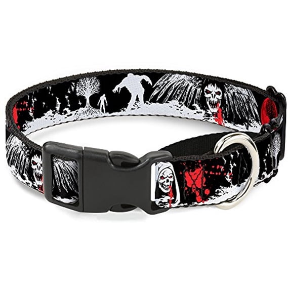Buckle-Down Fright Night Black White Red Martingale Dog Collar