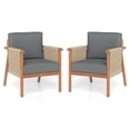 thumbnail image 1 of Gymax 2PCS Patio Acacia Wood Chair w/ Woven Rope Armrests & Seat Back Cushions Gray, 1 of 10