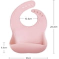 thumbnail image 2 of Paquete de 2 baberos de silicona para bebé, babero impermeable para alimentación de bebés, baberos de goma ajustables con bolsillo para recoger alimentos para niños pequeños, verde y rosa, 2 of 5
