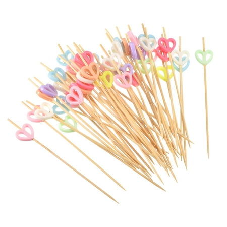 

Bamboo Cocktail Toothpicks Heart Drink Picks Cocktail Skewer 100Pack Multicolor