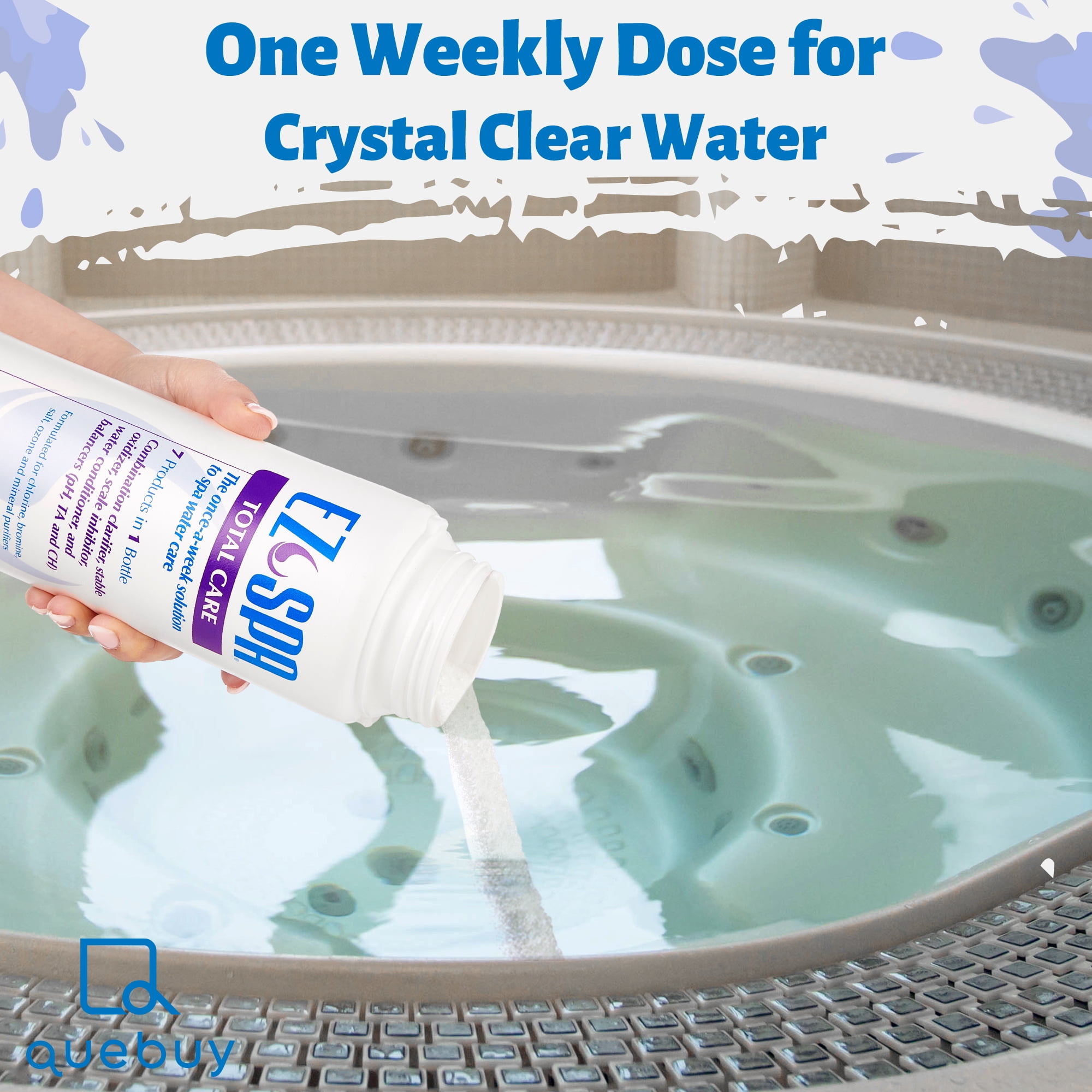 EZ Spa Total Care 1 lb + QueBuy Pool Log Book - Weekly Hot Tub & Spa Water Treatment Blend