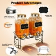 thumbnail image 3 of GVUHR 1 Gallon Glass Drink Dispenser with Spigot and Stand, Beverage Dispenser for Party 2 Pack, 3 of 8