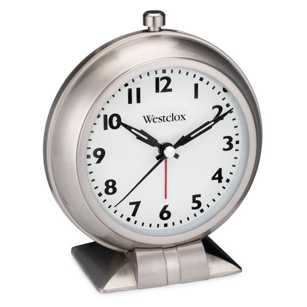Westclox Loud Bell QA Metal Alarm Clock with Silent Movement, 4.5W x 2