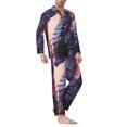 thumbnail image 2 of Naloa Dragon Men’s Pajamas Set - Long Sleeve Button Down Sleep Shirt and Pajama Bottoms Sleepwear Set-Large, 2 of 7