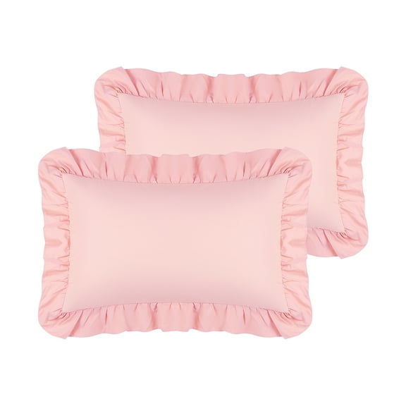 Funda de almohada REGALWOVEN Queen (20"x30") con cierre de sobre, juego de 2 fundas de almohada con volantes, rosa