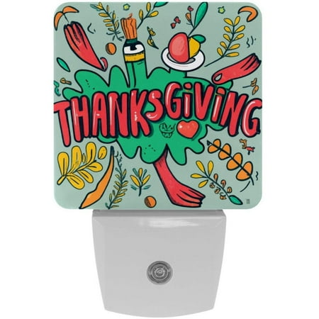 

Thanksgiving LED Square Night Lights - Energy Efficient and Contemporary Design - for Bedrooms and Hallways - Includes Sensor with Auto on/Off - Easy Installation