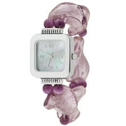 Women's Purple Glass Bead Bracelet Watch