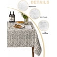 thumbnail image 3 of Beige Black Striped Tablecloth Square Table Cloth 60x60, Waterproof Tablecloth Outdoor Table Cloth, Abstract Modern Art Irregular Stripe Washable Table Cover for Kitchen Dinning Party, 3 of 8