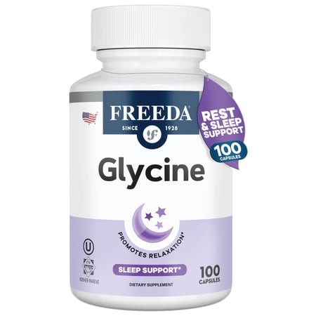 Freeda Glycine Capsules – Amino Acid for Relaxation & Sleep Support – Vegan, Kosher – 100 ct