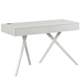 thumbnail image 4 of Foli 2-Drawer Solid Wood Writing Desk with USB Ports, Luminous White, 4 of 12