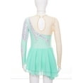 thumbnail image 3 of TiaoBug Kids Girls Sequin Mesh Spliced Ballet Figure Ice Skating Leotard Dress Light Green 14, 3 of 7