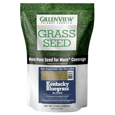 GreenView Pure Grass Seed Kentucky Bluegrass Blend, 3 lb. Bag – Covers up to 3,000 sq. ft.