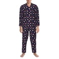 thumbnail image 3 of Kdxio Skulls In Floral Men’s Pajama Set Pajamas For Men 2 Piece PJ Set with Men Pajama Pants and Long Sleeve T-Shirt Lounge Set-Large, 3 of 7