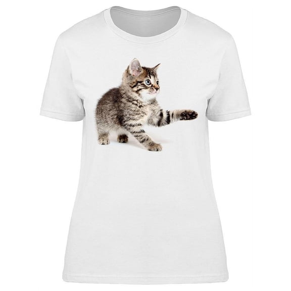 Cute Kitten Raises Paw T-Shirt Women -Image by Shutterstock, Female Large