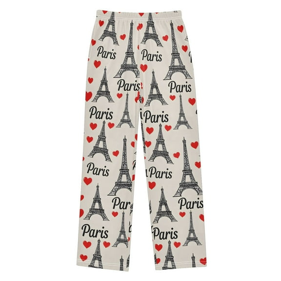 joogoo Paris Tower Hearts Pajama Pants Pj Bottoms Sleepwear Lounge L