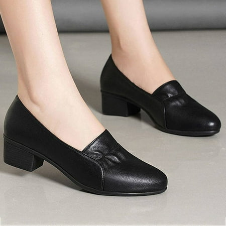 

Women s Non-slip Soft Bottom Thick Heel Comfortable Casual Nude Shoes