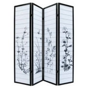 ALEKO 4PRD03 Oriental-Style Wood and Rice Paper 4-Panel Screen Privacy Room Divider, 69.5"W x 69.5"H