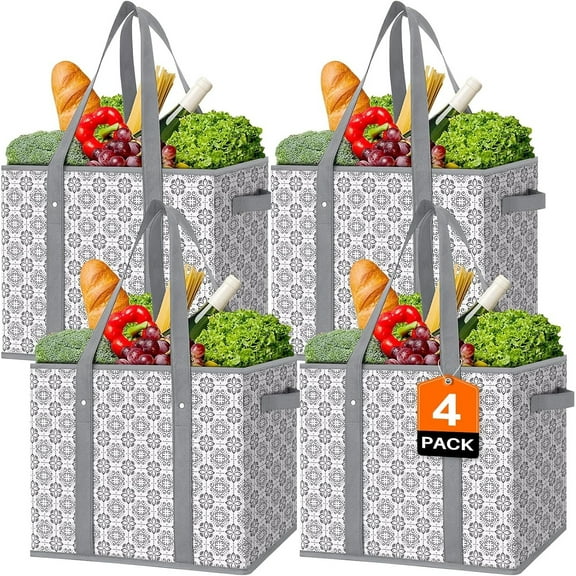 Reusable Grocery Bags [4 Pack],Large Grocery Tote Bag Water Resistant Shopping Bags Foldable Grocery Bag for Clothes,Shoes and Picnic